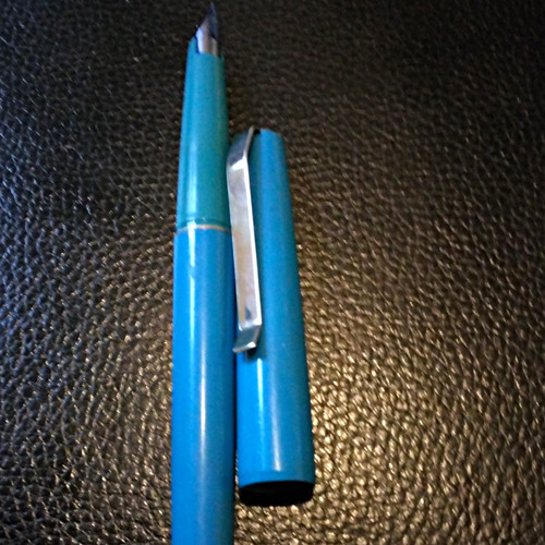 Blue plastic fountain pen with - plastic,