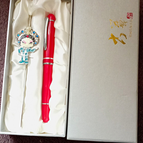 Red plastic ballpoint - red,