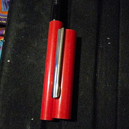 Red plastic fountain pen - fountain,